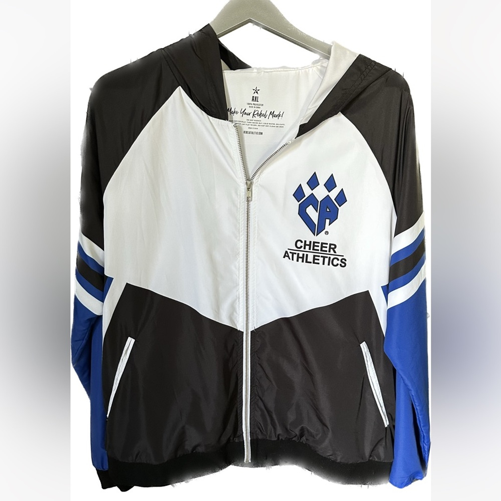 Rebel Cheer Athletics retro color block zip up hoodie. EUC.